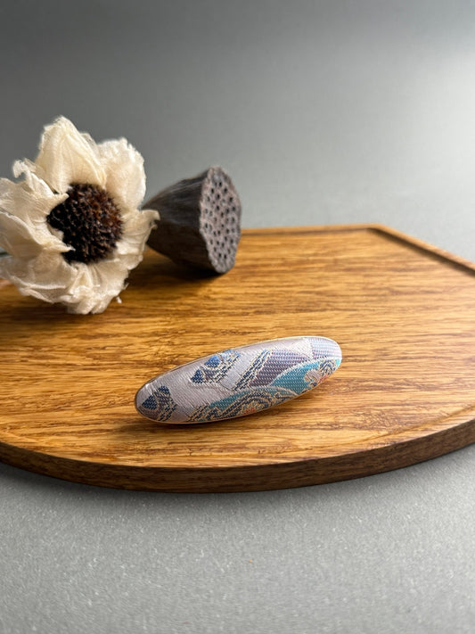 Song Jin Hair Clip Oval Shape Purple Traditional Pattern - Moonlight Friday